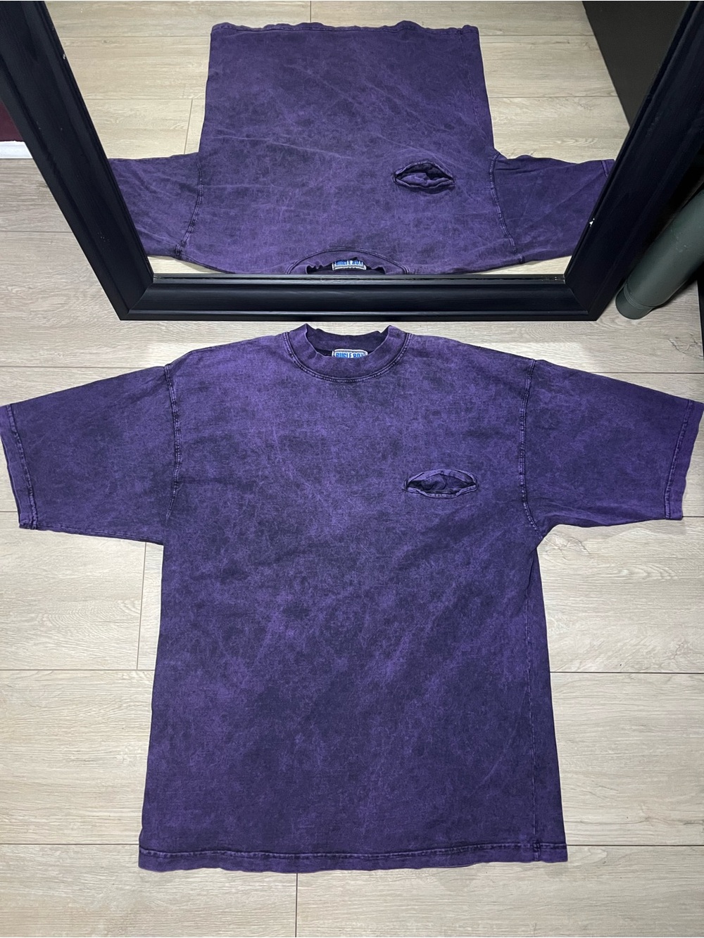 Vintage 1990s Bugle Boy Purple & Black Tie Dye Pocket Shirt